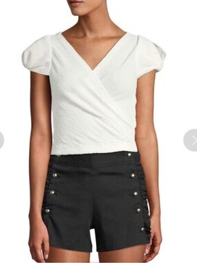 Club Monaco Lannah Wrap Cap-Sleeve Top